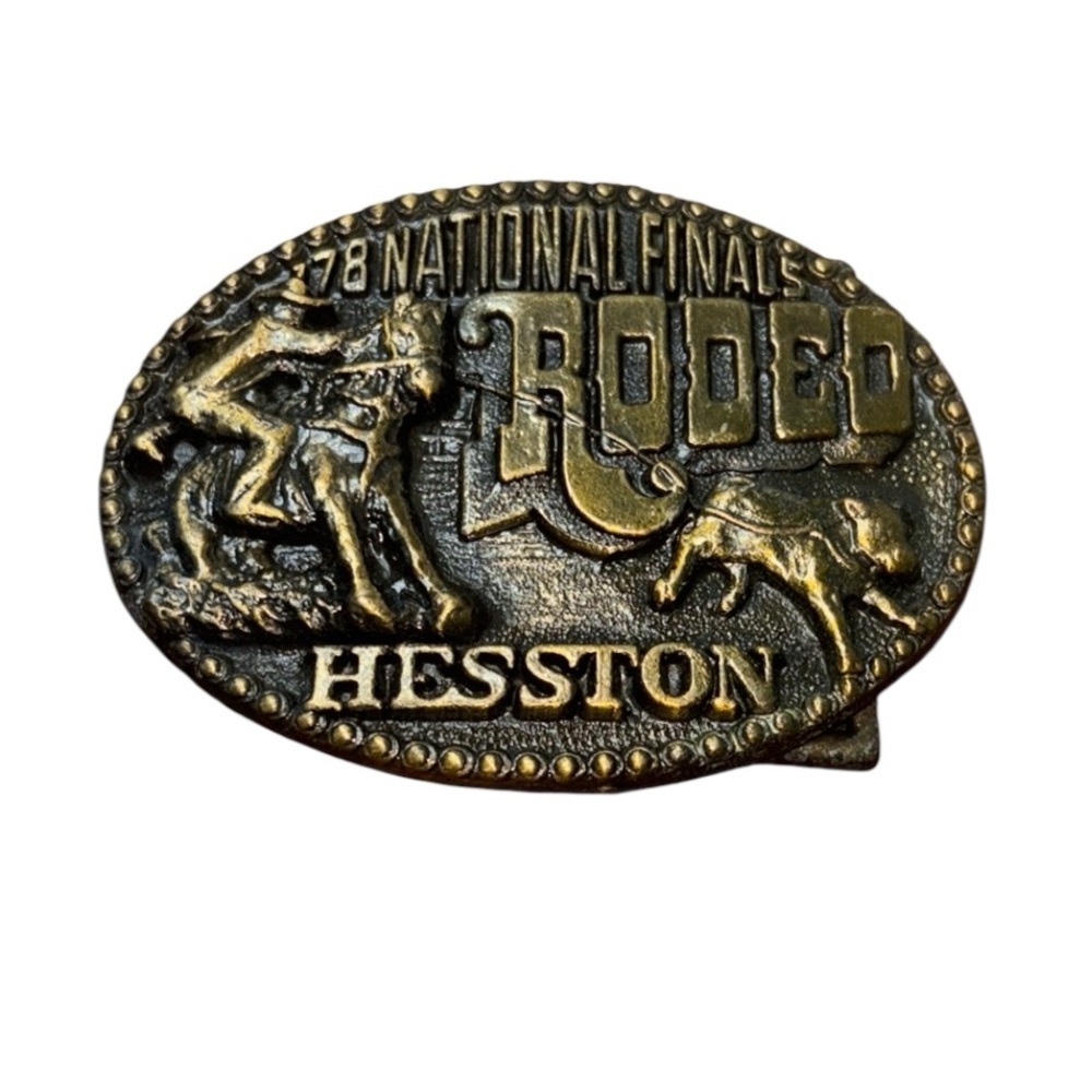 Vintage 1978 Belt Buckle 1978 Rodeo National Finals Hesston Bull Riding Cowboy